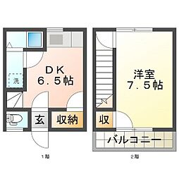 アンセーヌメゾン　1〜7 2階1DKの間取り