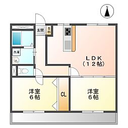 グリーンハイツ2 2LDKの間取図画像