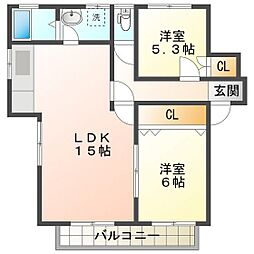 ベレビューA 2LDKの間取図画像