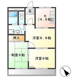 メゾンエスポア 3DKの間取図画像