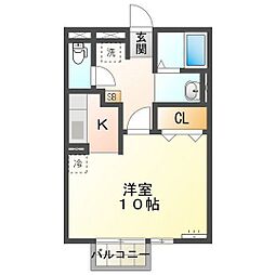 エクレール 1階1Kの間取り