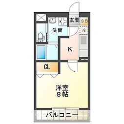 ＺＥＲＯ3 1階1Kの間取り