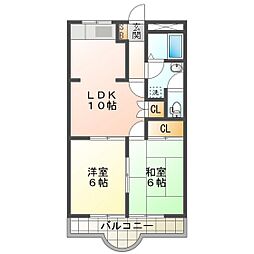 クィーンズ・コートA棟 2LDKの間取図画像