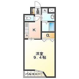 ルラシオン江戸橋 1階1Kの間取り