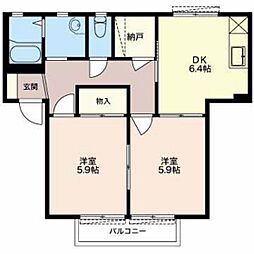 クレイドルY 2DKの間取図画像