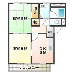 やけのヒルズ 2DKの間取図画像