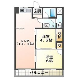 ガーデンヒルズ2号館 2LDKの間取図画像