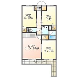サンパレス 3LDKの間取図画像