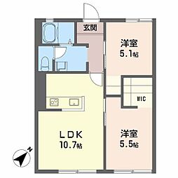 シャルマンドミール 2LDKの間取図画像