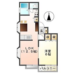 リッツハウス垂水 1LDKの間取図画像