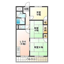 町屋ライフA 3LDKの間取図画像