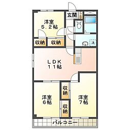 ヴェルデ 3LDKの間取図画像