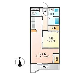 オー・エ・ヴァーレ 1LDKの間取図画像