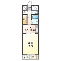 サンロイヤル大門 1Kの間取図画像