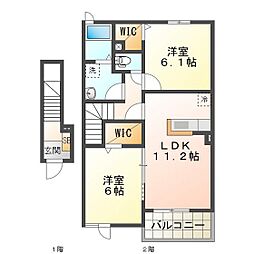 ラフレシール 2LDKの間取図画像