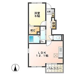 スカイブルー 1LDKの間取図画像