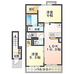ペジーブル なかの A 2階/202