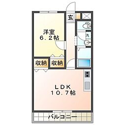コート津新町 1LDKの間取図画像