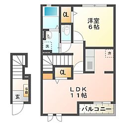 サニーパティオ 1LDKの間取図画像