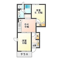 メゾンカルム 2DKの間取図画像