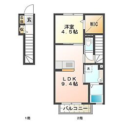 サンルミエール相川 1LDKの間取図画像