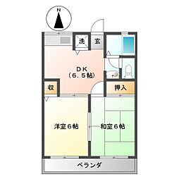 ラフィーネ南郊E 2DKの間取図画像