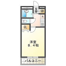 ユーハウス津 1Kの間取図画像