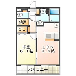 リオンドール桜橋 1LDKの間取図画像