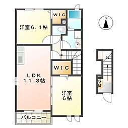 カーサ・フェリーチェ 2LDKの間取図画像