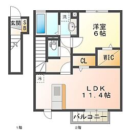 ジーウィズダムB 1LDKの間取図画像