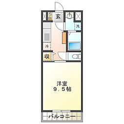 幸マンション 1Kの間取図画像