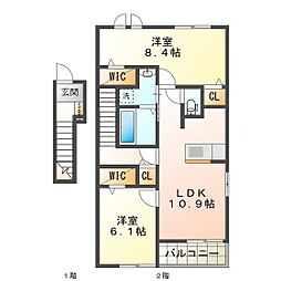 グリーシナ 2LDKの間取図画像