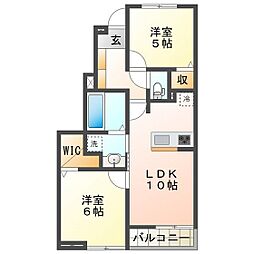 グリーシナ 2LDKの間取図画像