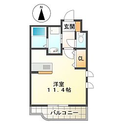 メルヴェーユ 1Kの間取図画像