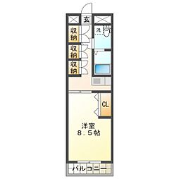 シティーフラット中村 1DKの間取図画像