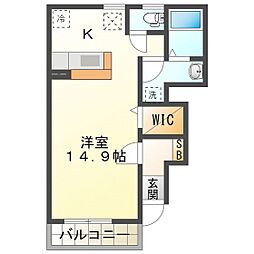 デルトラーム ワンルームの間取図画像