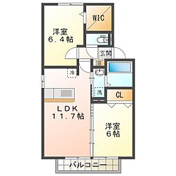 グレイスアベニュー上浜町A 2LDKの間取図画像