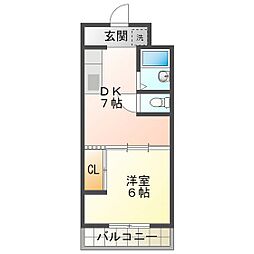 江戸宿阿部喜 1DKの間取図画像