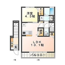 PREMIUM STAGE 1SLDKの間取図画像