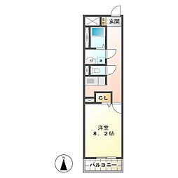 ラフィネ上浜 1DKの間取図画像