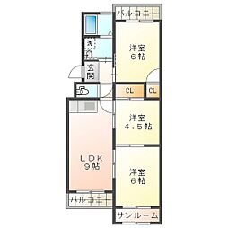 臼井マンション 3LDKの間取図画像