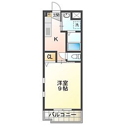 シンフォニー大園 1Kの間取図画像