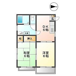 アーバンミストラル 2DKの間取図画像