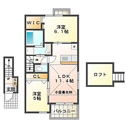 サウスビスタ1 2LDKの間取図画像