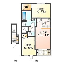 MTK-2 2LDKの間取図画像