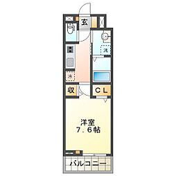 ヒカルサ津市桜橋南 1Kの間取図画像