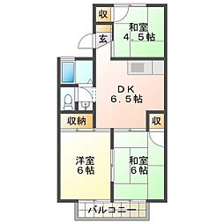 阿波屋ハイツB 3DKの間取図画像