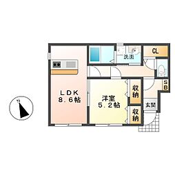 ラッキーコート 1LDKの間取図画像