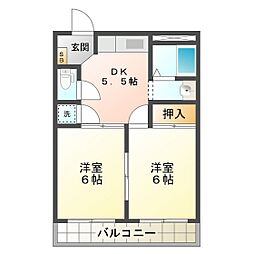 メゾン新町 2DKの間取図画像