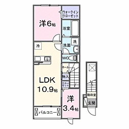 ブリリアント元町II 2LDKの間取図画像